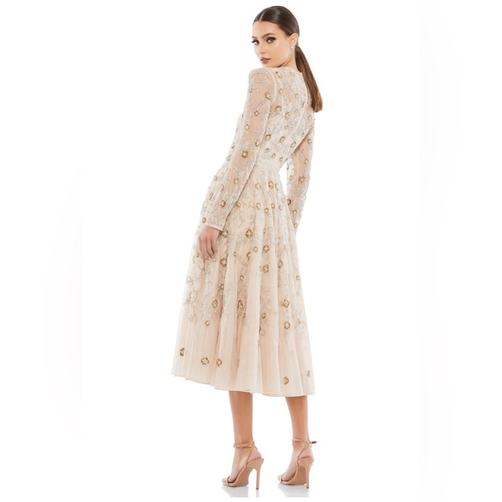 NWT Mac Duggal Beaded Illusion High Neck Long Sleeve A Line Gown 6 - Picture 11 of 11